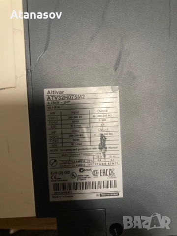 Честотен регулатор(инвертор) Altivar 32 0,75кw 230V AC, снимка 4 - Други машини и части - 52410805