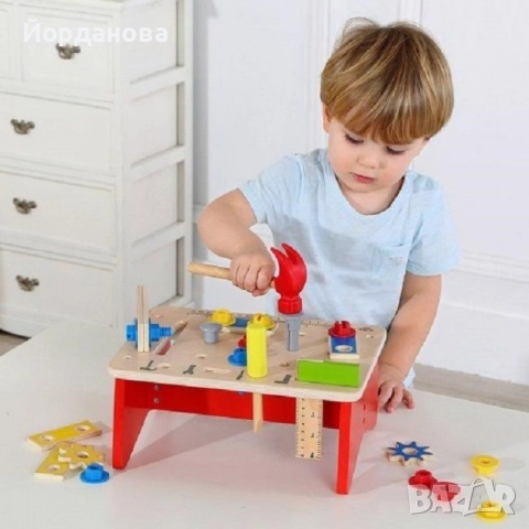 Детска играчка Tooky toy Дървена работилница инструменти