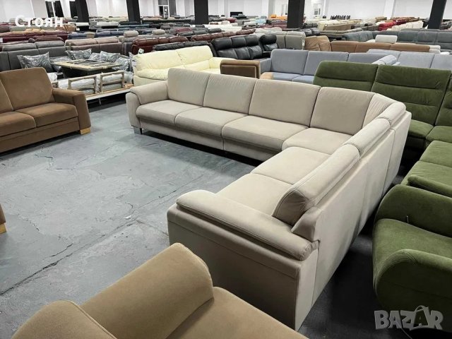 Голям Кремав ъглов диван от плат "ZE - EM05003", снимка 4 - Дивани и мека мебел - 39965502