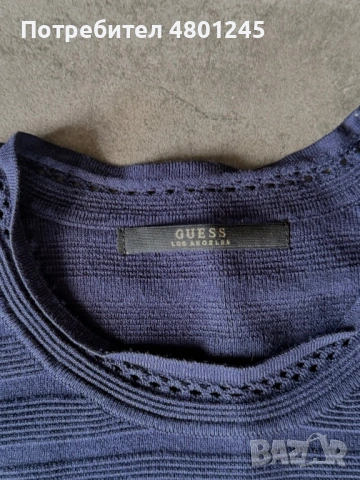 Тъмносиня фино плетена блуза GUESS, снимка 2 - Блузи с дълъг ръкав и пуловери - 54241347