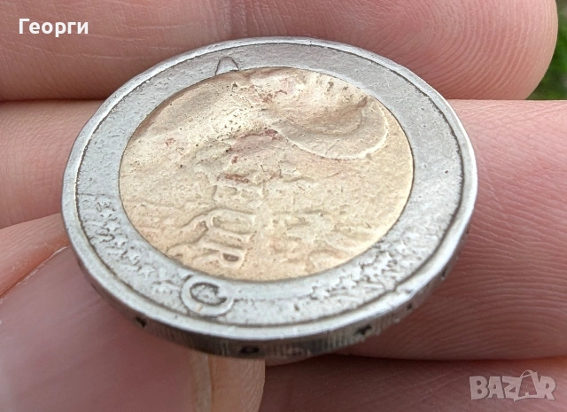 Грешно отсечена евро монета, снимка 2 - Нумизматика и бонистика - 54082044