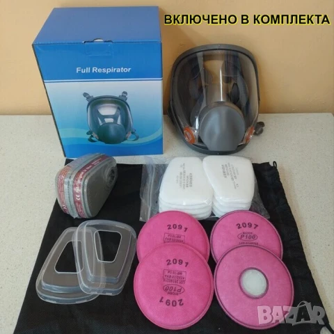 Респираторна предпазна маска за цяло лице | Еквивалент на 3М 6800, снимка 12 - Други инструменти - 43448423