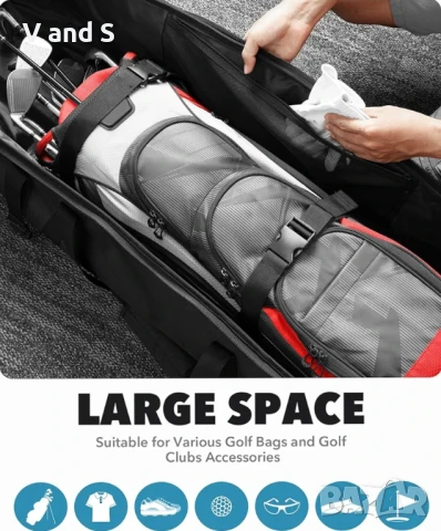 Пътна чанта за голф Findway с колелца [Подобрена], Здрава, устойчива на износване водоустойчива , снимка 6 - Чанти - 50639697