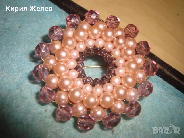 СТАРА ВИНТИДЖ РЕТРО АРТ НУВО СТИЛ МЪНИСТЕНА БРОШКА с КРИСТАЛЧЕТА 25871, снимка 7 - Антикварни и старинни предмети - 35585549