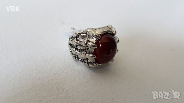 Рокерски пръстен с камък Размер 8, снимка 6 - Други - 32085908