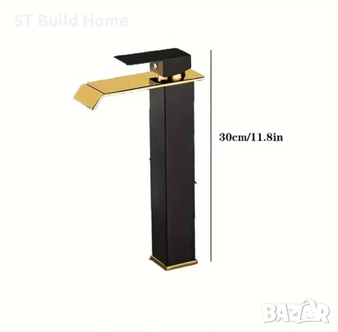 Черен и златист смесител с изтеглящ душ , снимка 4 - Смесители - 50891410