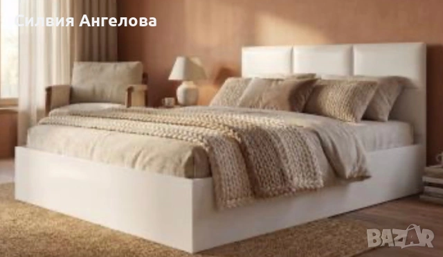 Спалня- с бяла кожа и бял гланц -140/200 с нов матрак TED silver care + подарък топ матрак, снимка 3 - Спални и легла - 54170107