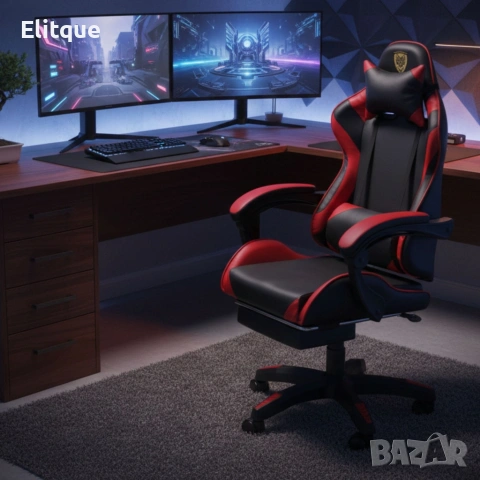 Ергономичен геймърски стол с поставка за крака – комфорт и стабилност за дълги часове без болка