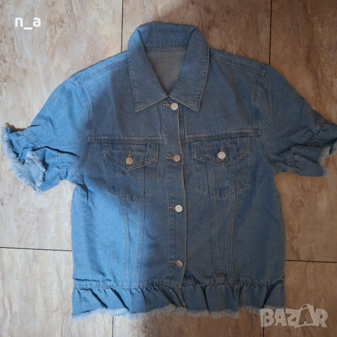 Модерно дънково яке с къс ръкав, снимка 6 - Якета - 53978664