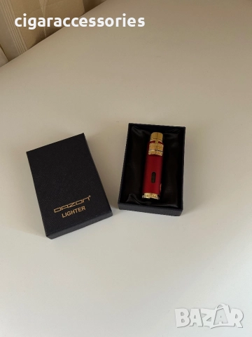 Луксозна запалка за пури с 3 турбо пламъка и игла за дупчене + кутия, снимка 5 - Запалки - 52799938