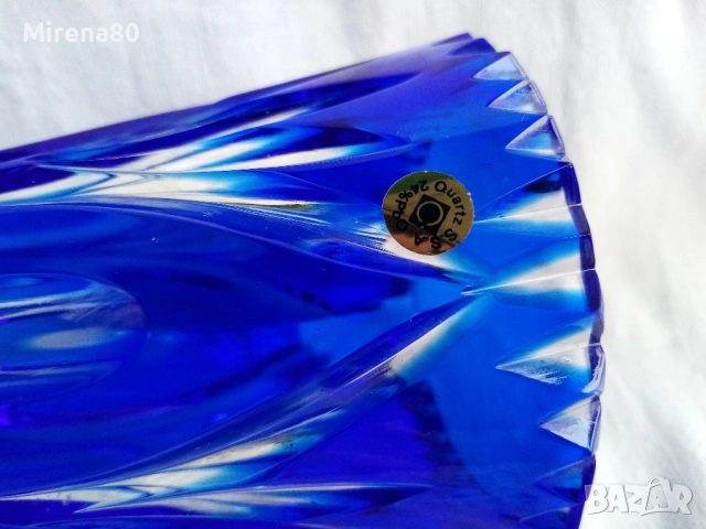 Българска ваза - син кристал - нова !, снимка 6 - Вази - 54152057