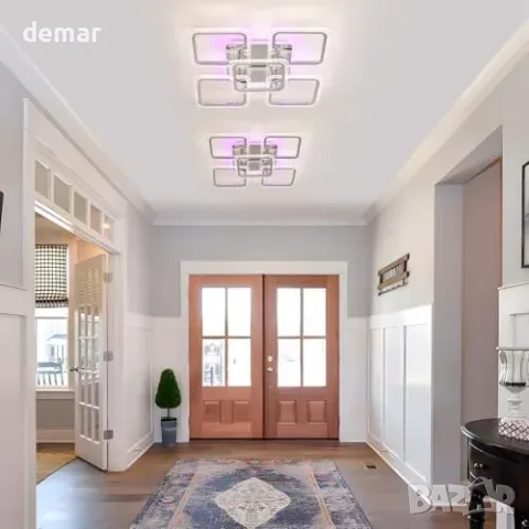 Модерен квадратен LED плафон 56 x 56 см с дистанционно, снимка 7 - Други стоки за дома - 56330061
