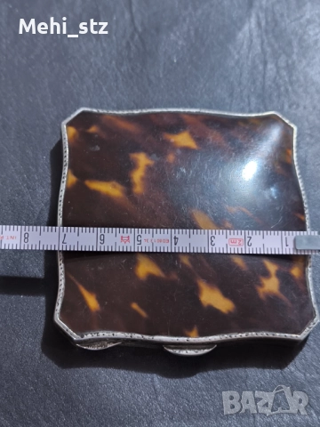 19-ти век сребърна пудриера с коруба от костенурка., снимка 5 - Други ценни предмети - 52987252