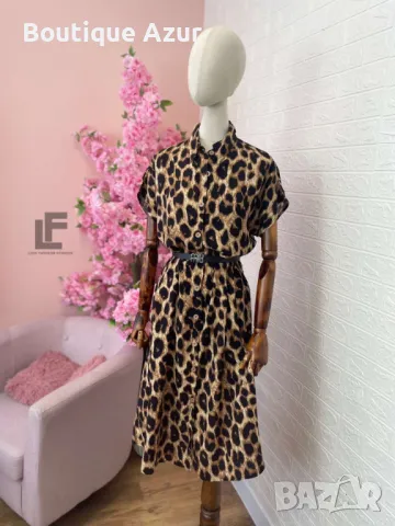 леопардова рокля тип риза, снимка 4 - Рокли - 50329345