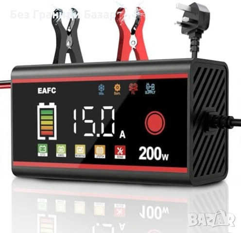 Нова 15A 12V смарт зарядно за акумулатор LCD LiFePO4 AGM GEL кола автомобил