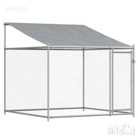 vidaXL Кучешка клетка с покрив и врата сив 6x2x2 м поцинкована стомана, снимка 8 - За кучета - 56146780