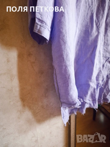 Лилава риза връхно лен, снимка 4 - Ризи - 50847858