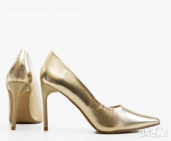 Обувки на ток, златни, снимка 2 - Дамски обувки на ток - 51819488