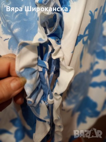 Риза с къдри на сини цветя. Размер М. , снимка 2 - Ризи - 40521811