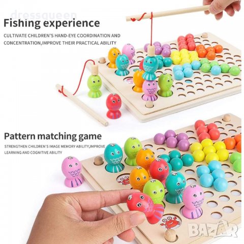 3584 Дървен пъзел с топчета и магнитни рибки, снимка 10 - Игри и пъзели - 37742844