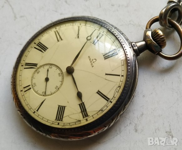 Сребърен джобен часовник Омега, снимка 2 - Джобни - 42344298
