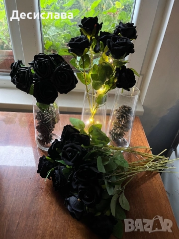 Украса от изкуствени цветя, вази и свещи, снимка 9 - Декорация за дома - 52190185