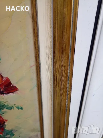 Стара Холанска Картина Масло Въху Ленена Канаваца "ПОЛСКИ ЦВЕТЯ"  Внос от Холандия, снимка 6 - Картини - 48498112