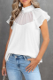 Дамска елегантна блуза в бяло с къс ръкав, снимка 1 - Корсети, бюстиета, топове - 44716040