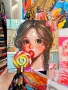 😍 Картина за Детска Стая 🧡💛Сладко Момиченце с Близалка💛🧡 40х40, снимка 1