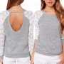 Нежна блуза с дантелен ръкав, снимка 1 - Блузи с дълъг ръкав и пуловери - 29771118