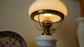 Голяма настолна лампа  в стил Рустик, метал, стъкло и порцеланова част., снимка 10