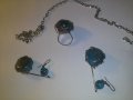 АРТ ХЕНД МЕЙД ПРЪСТЕН ОБЕЦИ КОЛИЕ СИНИ КАМЪНИ 7747, снимка 3