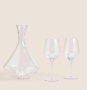 Комплект стъклен гараф + две чаши за вино, снимка 1 - Сервизи - 44667805