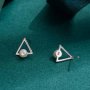 Сребърни обеци - Перли триъгълник 925 BX532, снимка 9