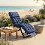 Сгъваем градински шезлонг, регулируем, със синя ватирана възглавница и дишаща материя, 178 см, снимка 2
