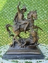 масивна бронзова скулптура – Рицар на кон в битка със змей (Бронз / Мрамор, 17 кг, подпис A. Ki, снимка 2