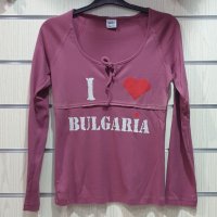 Нова дамска блуза с дълъг ръкав и трансферен печат I Love Bulgaria (Аз Обичам България), снимка 7 - Блузи с дълъг ръкав и пуловери - 29608570
