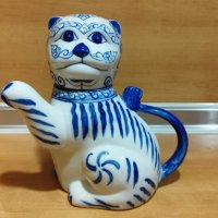 Порцеланов чайник, котка, снимка 1 - Други - 38025124