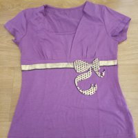 Лилава дамска блуза, снимка 2 - Тениски - 38844827
