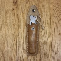 Немски сгъваем джобен нож острие 10 см Husqvarna кожен калъф, снимка 3 - Ножове - 44313073
