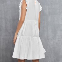 Бяла рокля Памучна рокля, Ефектна рокля, снимка 2 - Рокли - 44226132