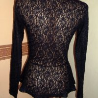 Jacqueline de Yong, Нова Дантелена блуза с пеплум, Размер XS. Код 1068, снимка 7 - Блузи с дълъг ръкав и пуловери - 29376863