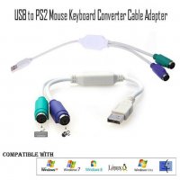 Преходник USB мъжки към двоен PS / 2 PS2 женски адаптер за клавиатура и мишка конектор порт компютър, снимка 9 - Кабели и адаптери - 38397184