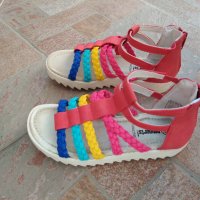 Цветни сандали кожени  с плетени каишки, снимка 4 - Детски сандали и чехли - 40641962