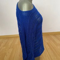 Синя плетена блуза, снимка 7 - Блузи с дълъг ръкав и пуловери - 34345584
