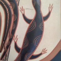 Стара аборигенска кожена картина , снимка 2 - Антикварни и старинни предмети - 29414344