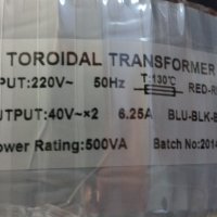 Тороидален Трансформатор 500VA ,2x 40V AC, снимка 3 - Други - 35303605