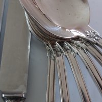 Сребърен(800) проба комплект за хранене за шест човека/лъжици вилици ножове/, снимка 10 - Прибори за хранене, готвене и сервиране - 38656352
