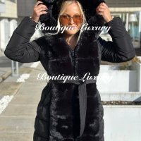 Черно Зимно дамско палто яке с големи пухове и качулка, снимка 1 - Якета - 42671315