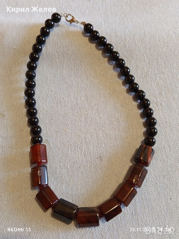 КЛАСНО БИЖУ КОЛИЕ от ТИГРОВО ОКО и ОНИКС АРТ ДИЗАИН 30460, снимка 1